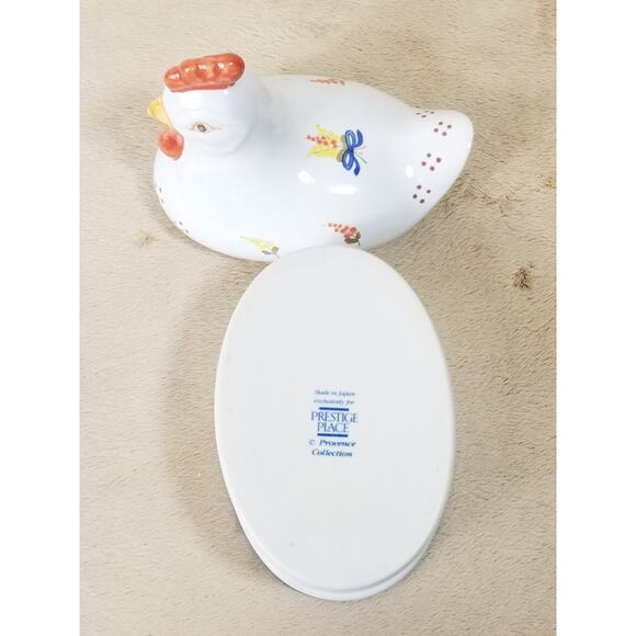 Chicken Hen Nest Ceramic Trinket Box Prestige Place 5 1/2" Japan Farmhouse Decor - Picture 12 of 14